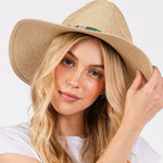 TURQUOISE BEADS BAND STRAW SUN HAT.: BG | WILD FLIER GIFTS AND APPAREL