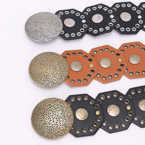 Multi Metal Round PU Vintage Belt  PB8817: CMATG | WILD FLIER GIFTS AND APPAREL