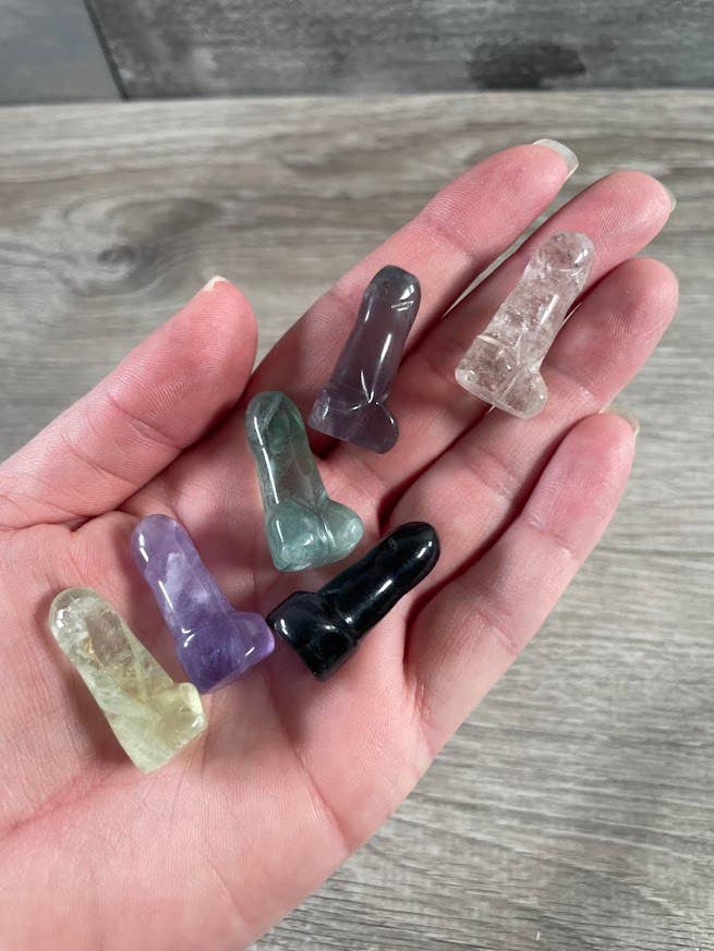 Crystal Phallic Figurine – Small Carved Gemstone Statue: Fluorite | WILD FLIER GIFTS AND APPAREL