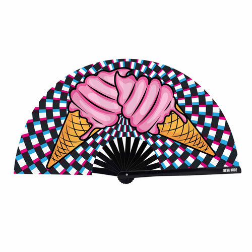 Ice Cream You Scream Super Blacklight Reactive Folding Fan: MULTI / O/S | WILD FLIER GIFTS AND APPAREL