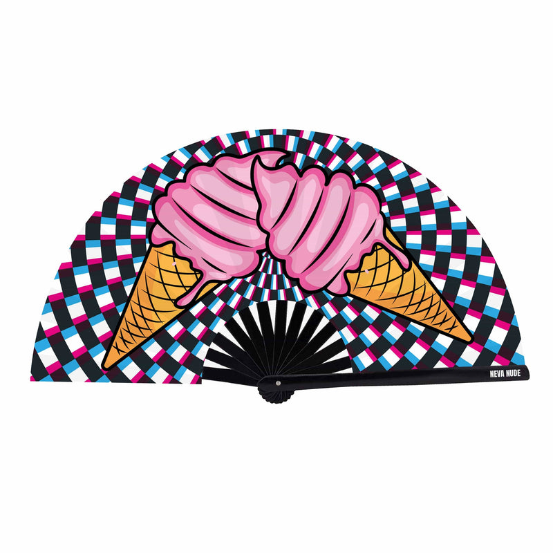Ice Cream You Scream Super Blacklight Reactive Folding Fan: MULTI / O/S | WILD FLIER GIFTS AND APPAREL