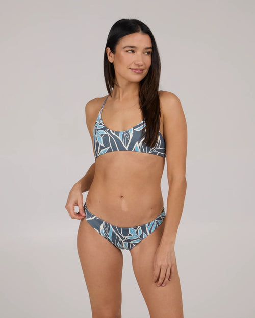 Salty Crew Rattan Palms Reversible Midi Bikini Bottom - Fin Blue | WILD FLIER GIFTS AND APPAREL