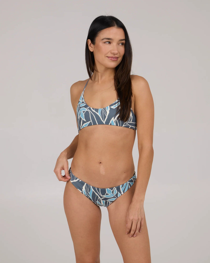 Salty Crew Rattan Palms Reversible Midi Bikini Bottom - Fin Blue | WILD FLIER GIFTS AND APPAREL