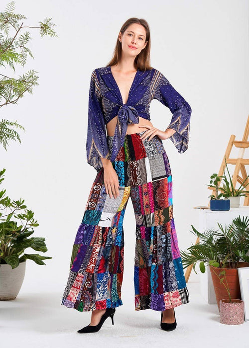 Phoebe Bohemian Patchwork Pants (TH-1767): One Size | WILD FLIER GIFTS AND APPAREL