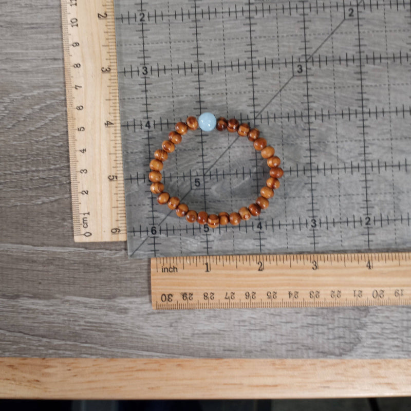 Assorted Gemstone with Wood Beads Bracelet : Assorted Symbols and Stones