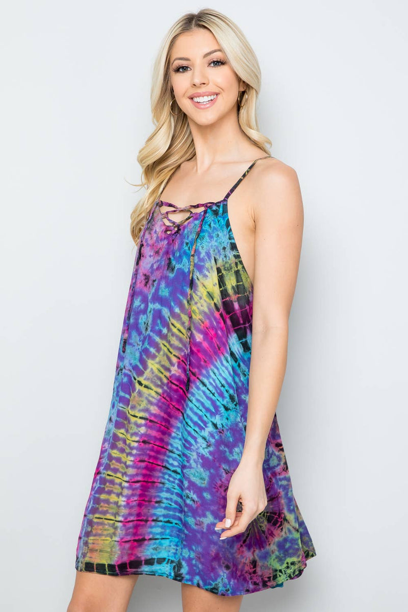 Tie-Dye Short Dress : Assorted (Available Sizes) / One Size