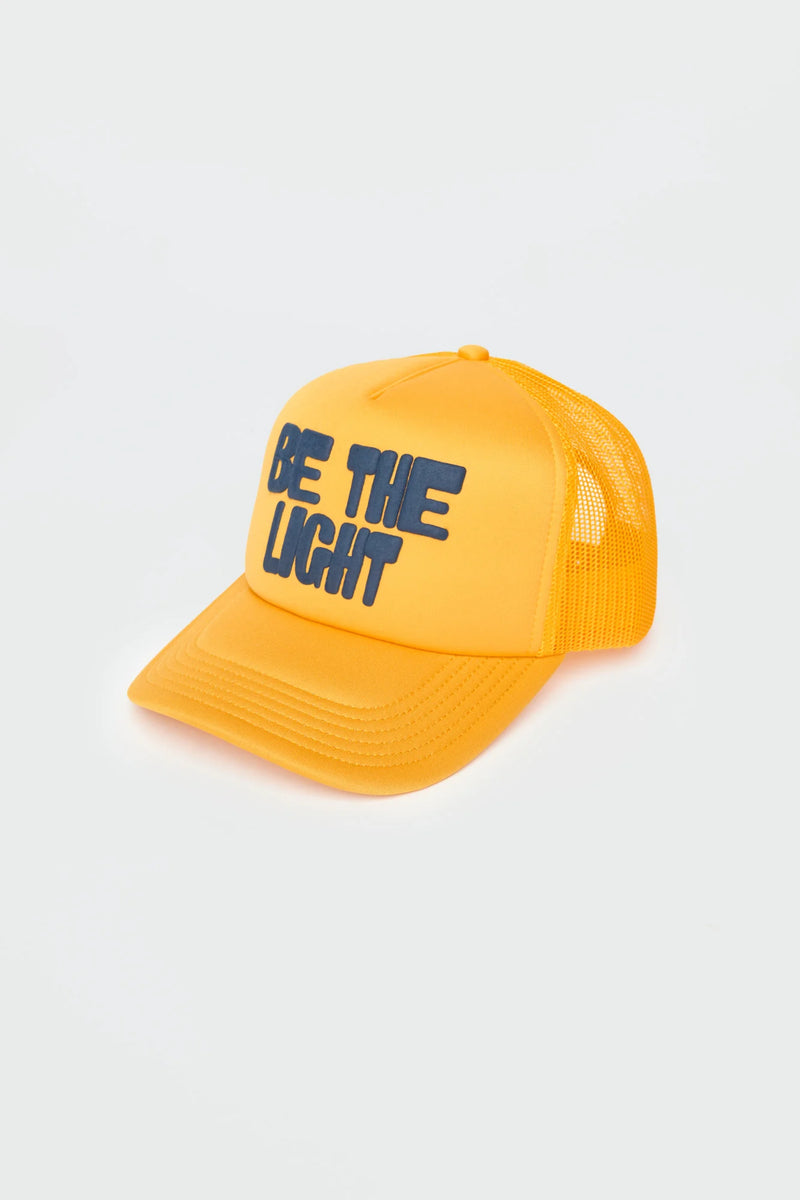 Spiritual Gangster Yellow Gold Be The Light Trucker Hat - WILD FLIER GIFTS AND APPAREL