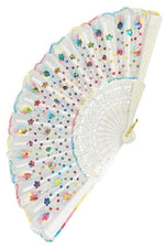 Floral Sequins Stitched Novelty Oriental Hand-Held Folding Fans | WILD FLIER GIFTS AND APPAREL