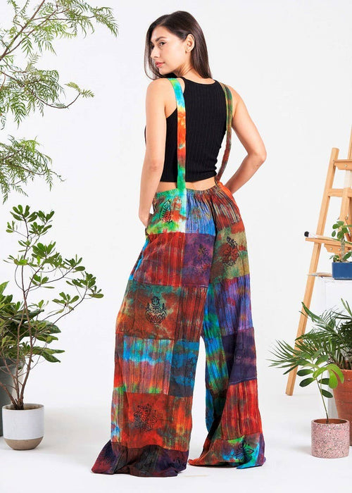 Multi-patch Tie-Dye Jumpsuit (KT-1394): Free Size | WILD FLIER GIFTS AND APPAREL