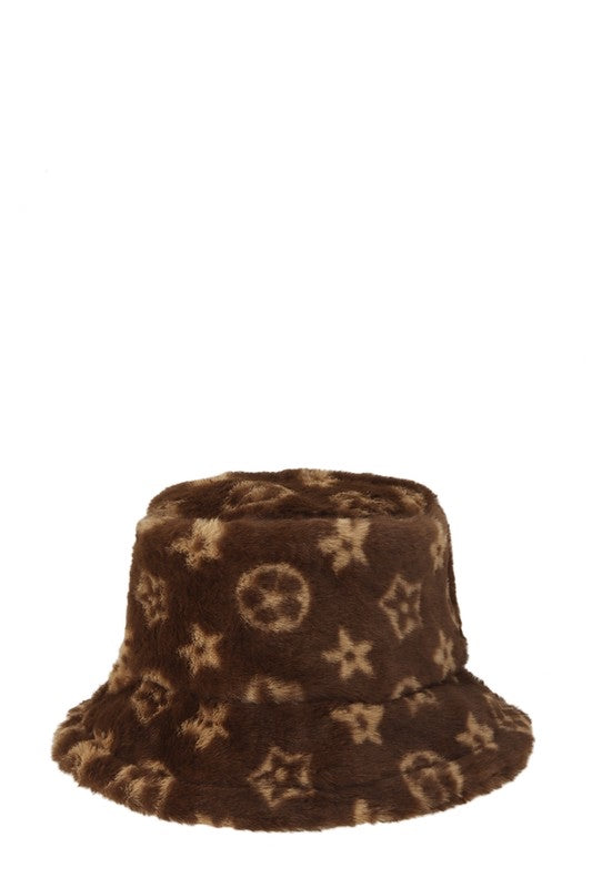 Geometric Pattern Fur Bucket Hats