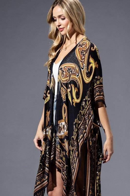 Brown Yellow Multicolored Kimono | WILD FLIER GIFTS AND APPAREL