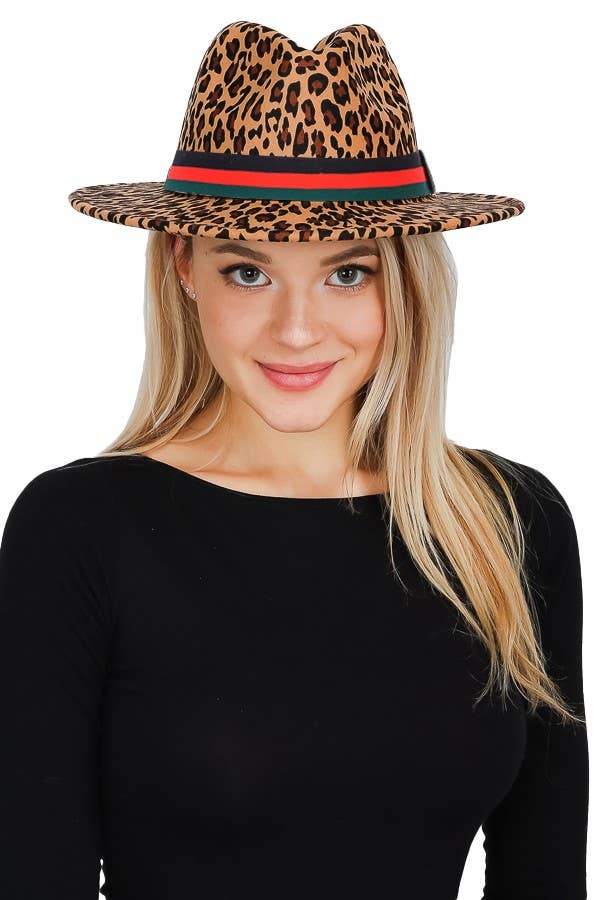 Leopard Standard Brim Boho Chic Rancher Felt Hat