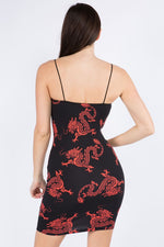 Bear Dance Red Dragon Print Mini Dress - WILD FLIER GIFTS AND APPAREL