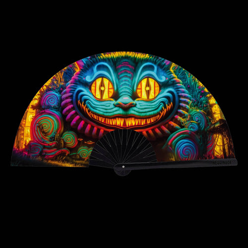 We're All Mad Here Blacklight Large Folding Fan: Neon / O/S | WILD FLIER GIFTS AND APPAREL
