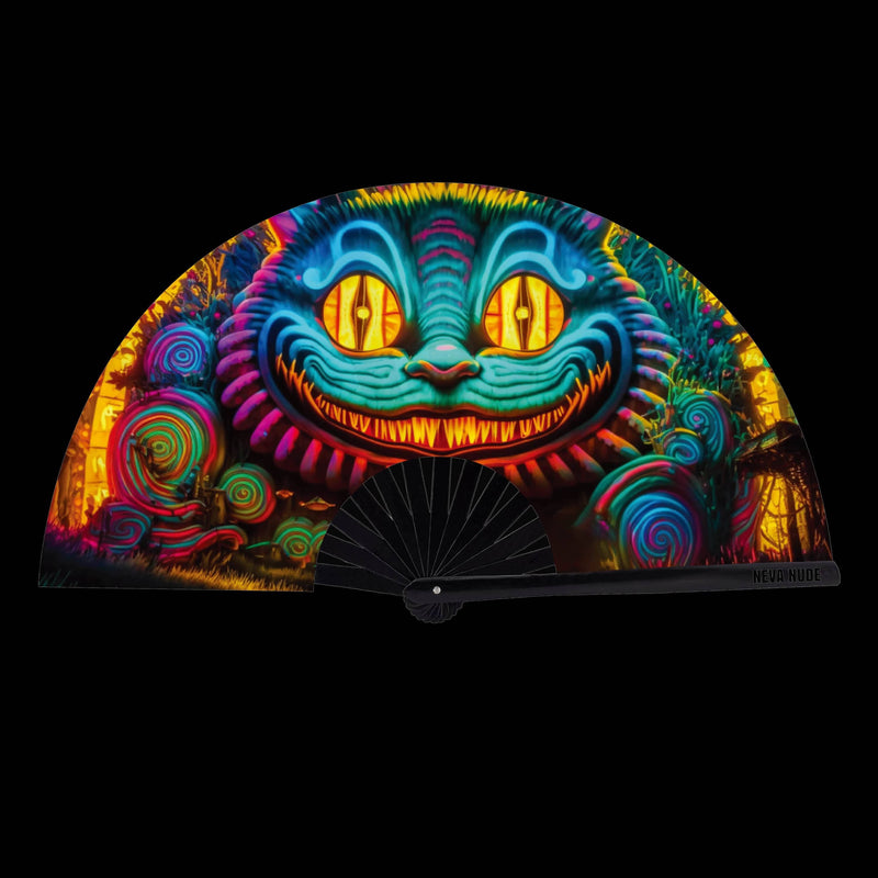 We're All Mad Here Blacklight Large Folding Fan: Neon / O/S | WILD FLIER GIFTS AND APPAREL