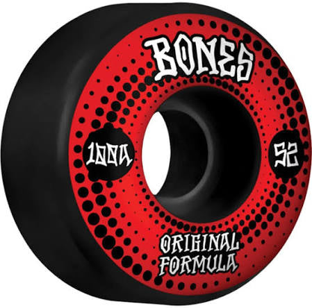 Bones Wheels 100’s OG V5 Originals Black Skateboard Wheels- 52mm 100A (Set of 4)