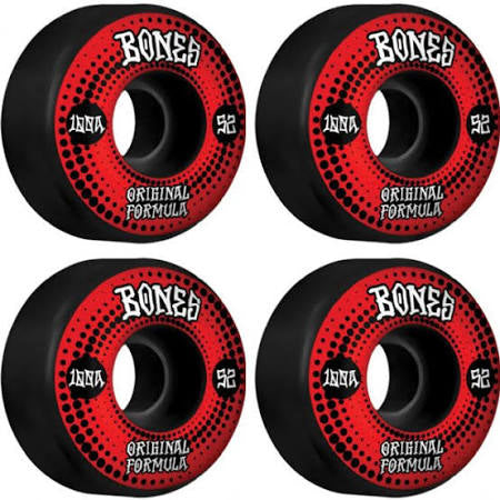 Bones Wheels 100’s OG V5 Originals Black Skateboard Wheels- 52mm 100A (Set of 4)