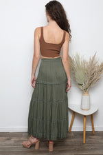 Angie Tiered Olive Maxi Skirt