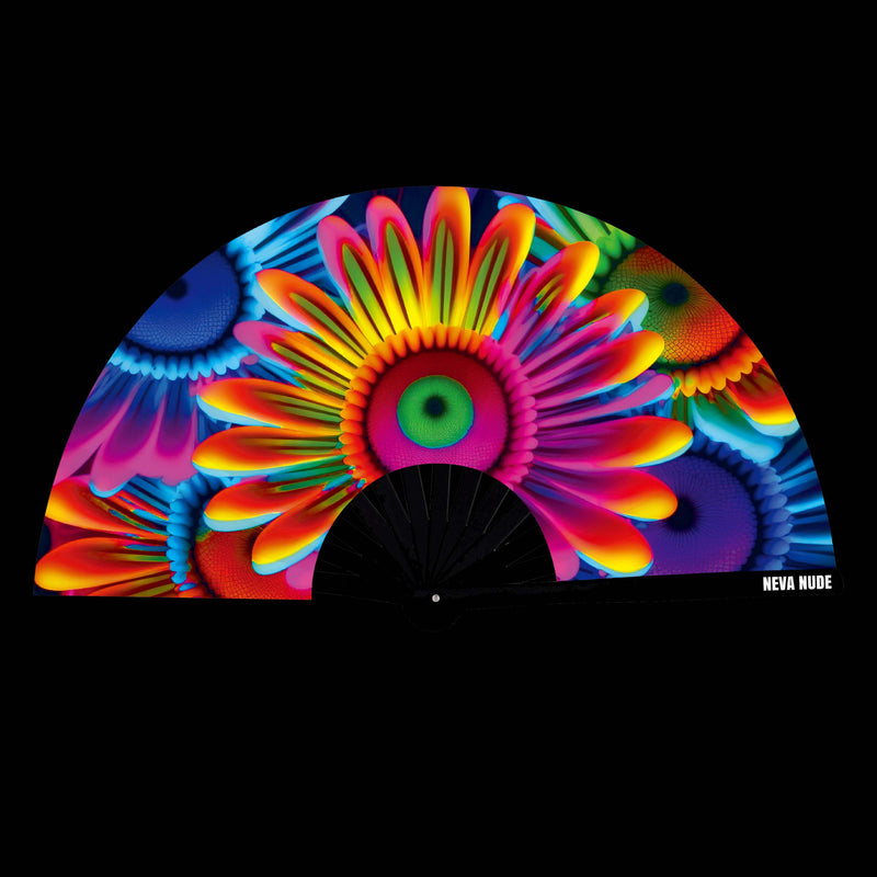 Neon Carnival Daisy Blacklight Folding Fan: Neon / O/S | WILD FLIER GIFTS AND APPAREL