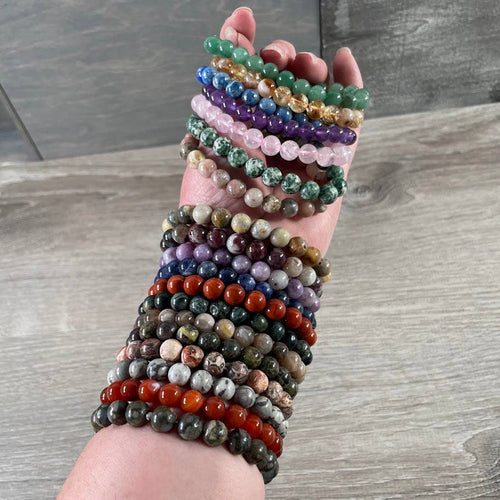 8mm Round Gemstone Beaded Bracelets – Assorted Crystals Bulk: African Bloodstone | WILD FLIER GIFTS AND APPAREL