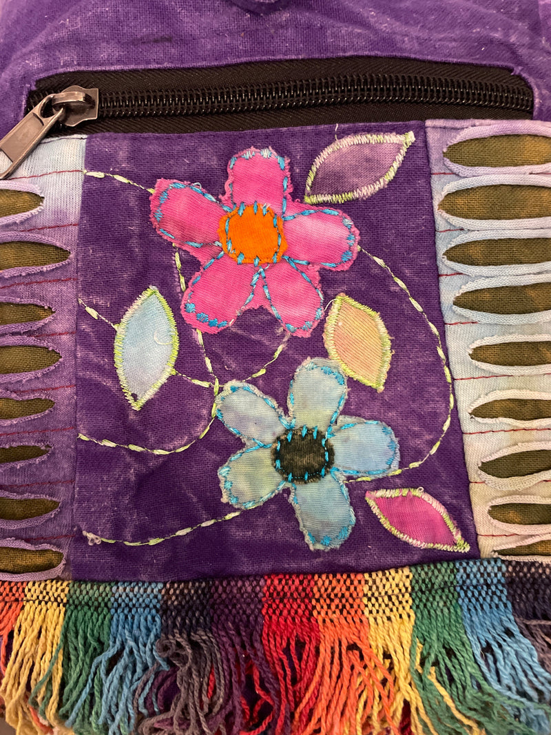 Floral Boho Passport Size Cotton Crossbody Bag : One Size