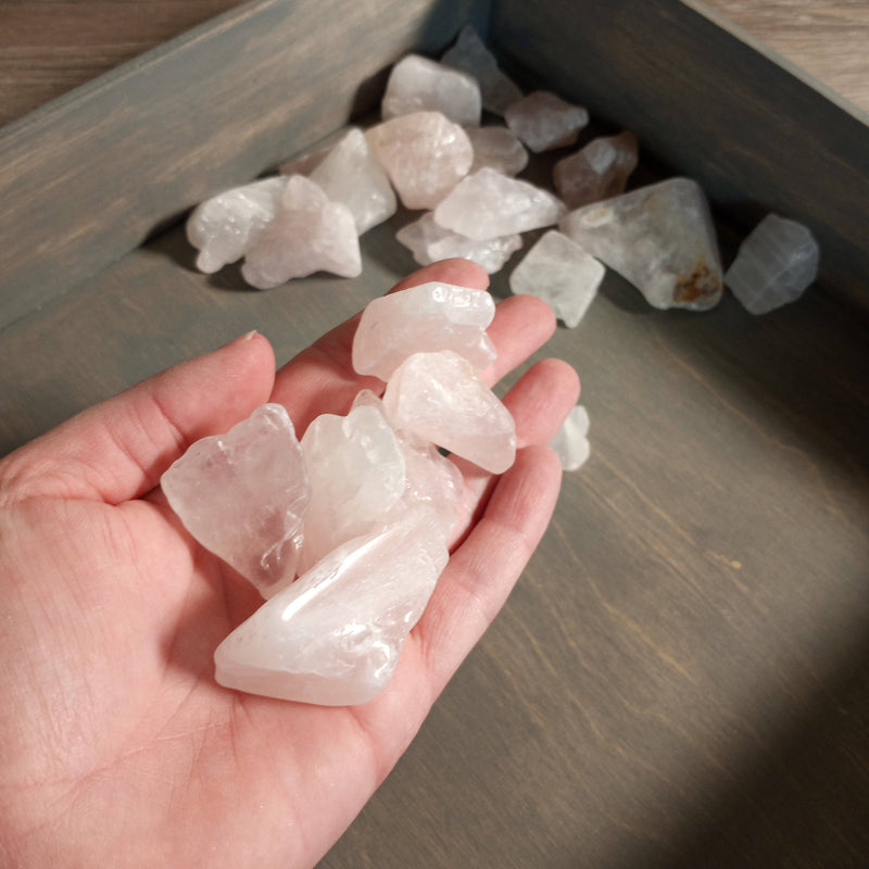 Rose Quartz Tumbled Stones Semi Polished 1 Pound: Medium approx. 45 pieces | WILD FLIER GIFTS AND APPAREL