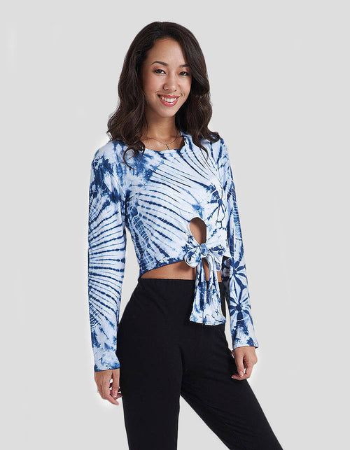 Tie dye long sleeves crop top (TH-1302): Gray / Assorted Sizes | WILD FLIER GIFTS AND APPAREL