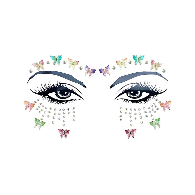Flutura Butterfly Iridescent Crystal Face Jewels: MUL / O/S | WILD FLIER GIFTS AND APPAREL