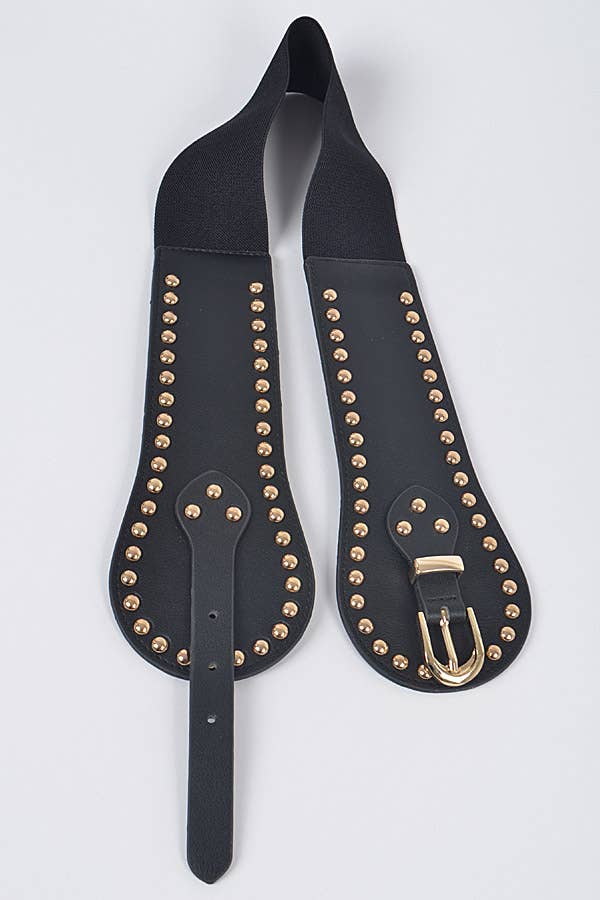 Studded Wide Stretch Belt: Black Silver | WILD FLIER GIFTS AND APPAREL
