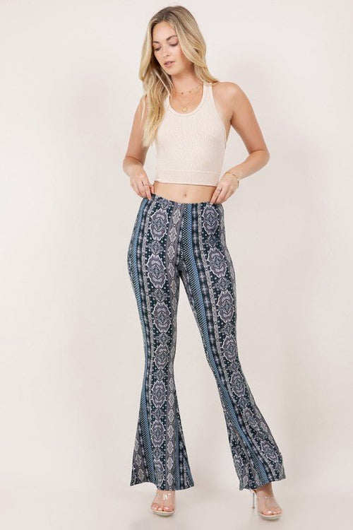 Navy Patterned Flared Pants | WILD FLIER GIFTS AND APPAREL