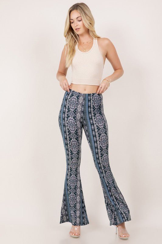 Navy Patterned Flared Pants | WILD FLIER GIFTS AND APPAREL