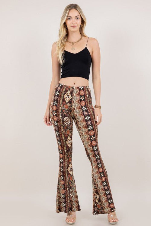 Boho Bandana Floral Printed Flared Pants | WILD FLIER GIFTS AND APPAREL