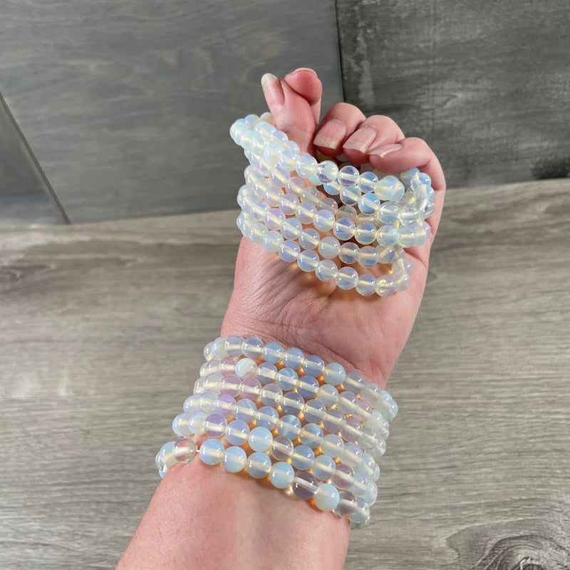Opalite 8mm Round Gemstone Beaded Bracelets