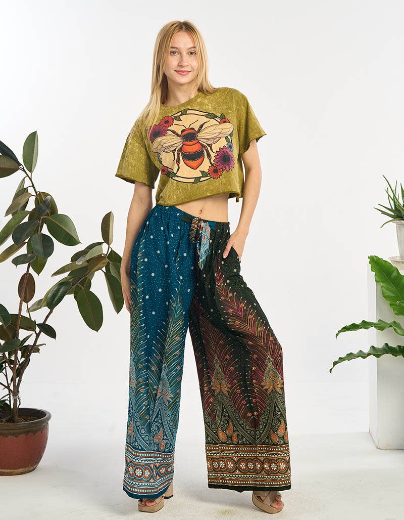 Peacock Rayon Wide Leg Pant(TH-1994) : One Size | WILD FLIER GIFTS AND APPAREL