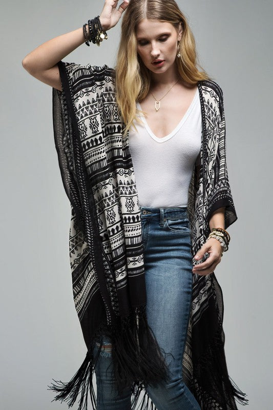 Sophisticated Tribal Print Kimono