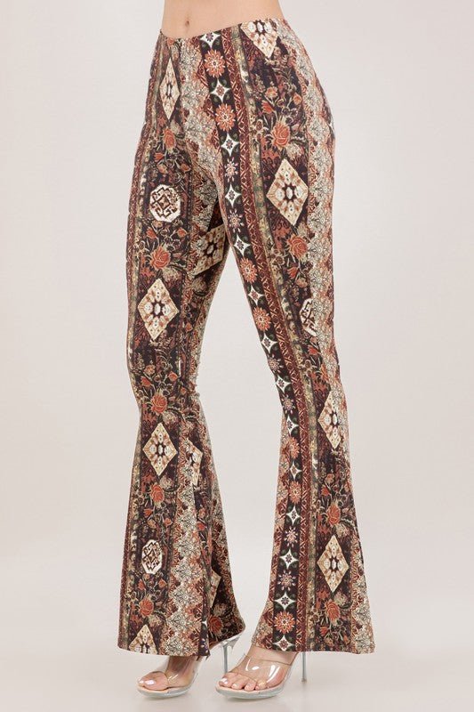 Boho Bandana Floral Printed Flared Pants | WILD FLIER GIFTS AND APPAREL
