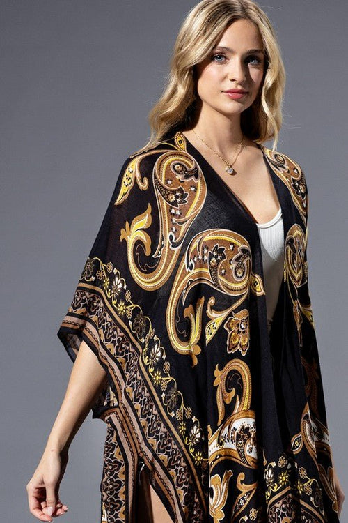 Brown Yellow Multicolored Kimono | WILD FLIER GIFTS AND APPAREL