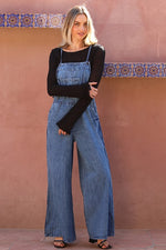 Angie Denim Flare Leg Overalls Jumpsuit