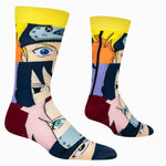 Odd Sox Naruto Faces Mash Up - Mens Crew Straight