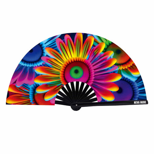 Neon Carnival Daisy Blacklight Folding Fan: Neon / O/S | WILD FLIER GIFTS AND APPAREL
