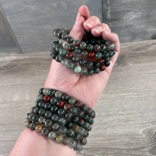 8mm Round Gemstone Beaded Bracelets – Assorted Crystals Bulk: African Bloodstone | WILD FLIER GIFTS AND APPAREL