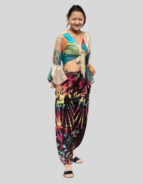 Tie Dye Harem Pant (KT-1304): Black Rainbow / Free Size | WILD FLIER GIFTS AND APPAREL
