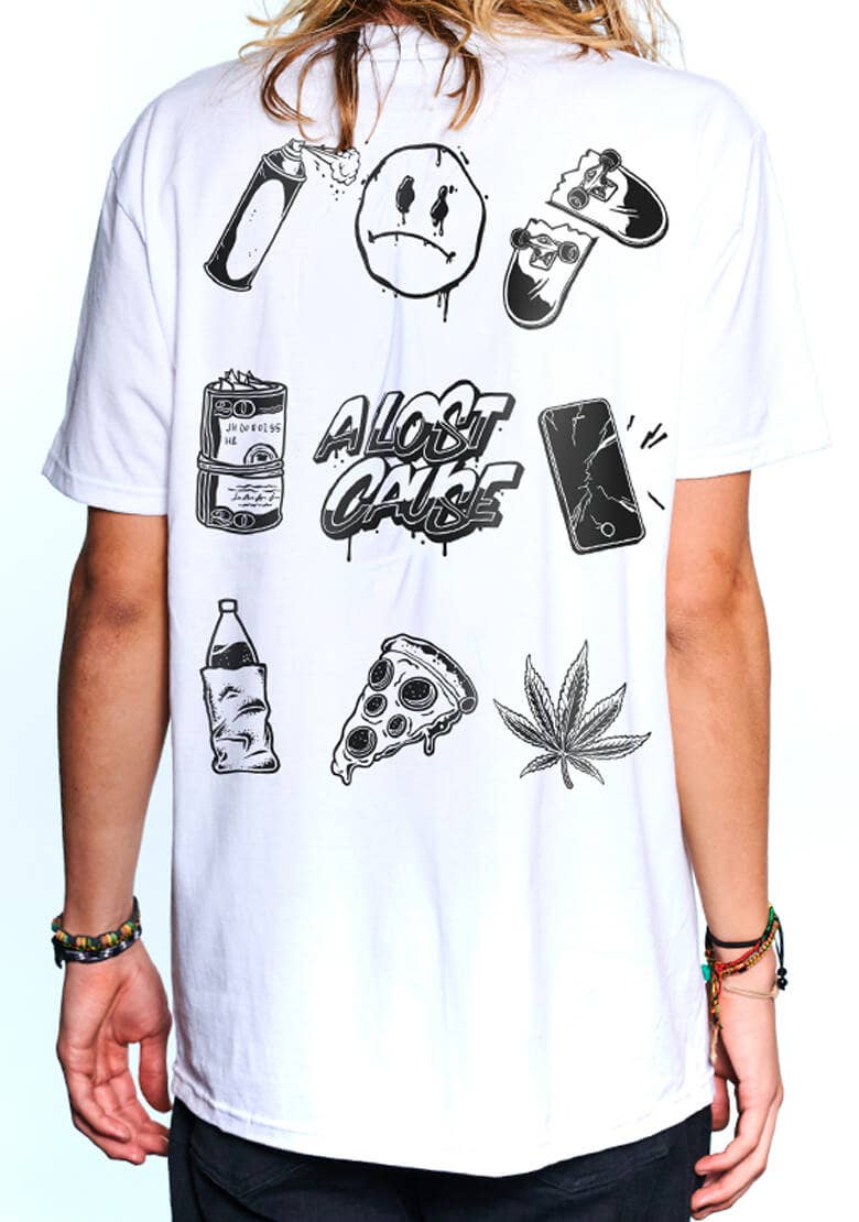 Hustlin Tee: White / L | WILD FLIER GIFTS AND APPAREL