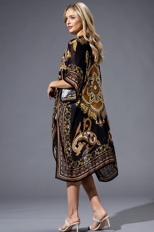 Brown Yellow Multicolored Kimono | WILD FLIER GIFTS AND APPAREL