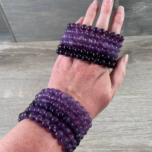 8mm Round Gemstone Beaded Bracelets – Assorted Crystals Bulk: Amethyst | WILD FLIER GIFTS AND APPAREL