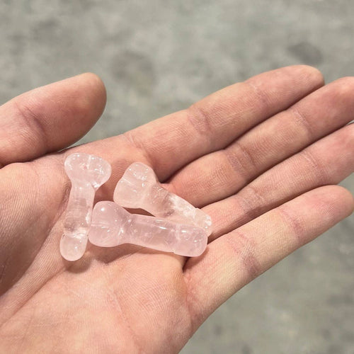 Crystal Phallic Figurine – Small Carved Gemstone Statue: Rose Quartz - Thick | WILD FLIER GIFTS AND APPAREL