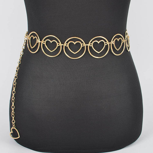 Heart Shape And O Ring Metal Chain Belt PB8612: GD | WILD FLIER GIFTS AND APPAREL