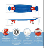 Oceans Swell 22” Cruiser Skateboard Complete-Red, Blue, and White | WILD FLIER GIFTS AND APPAREL