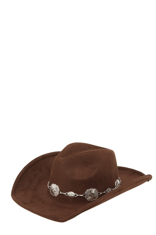 Cowboy Hat with Vintage Metal Chain Accent