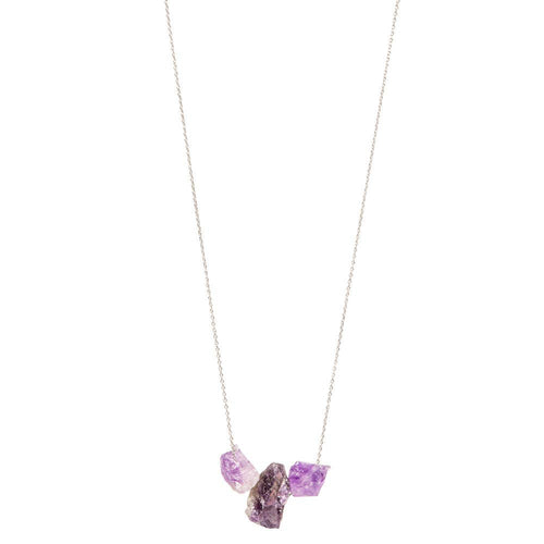 Rough Stone Amethyst Silver Necklace